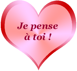 Gif animé je pense à toi coeur rouge